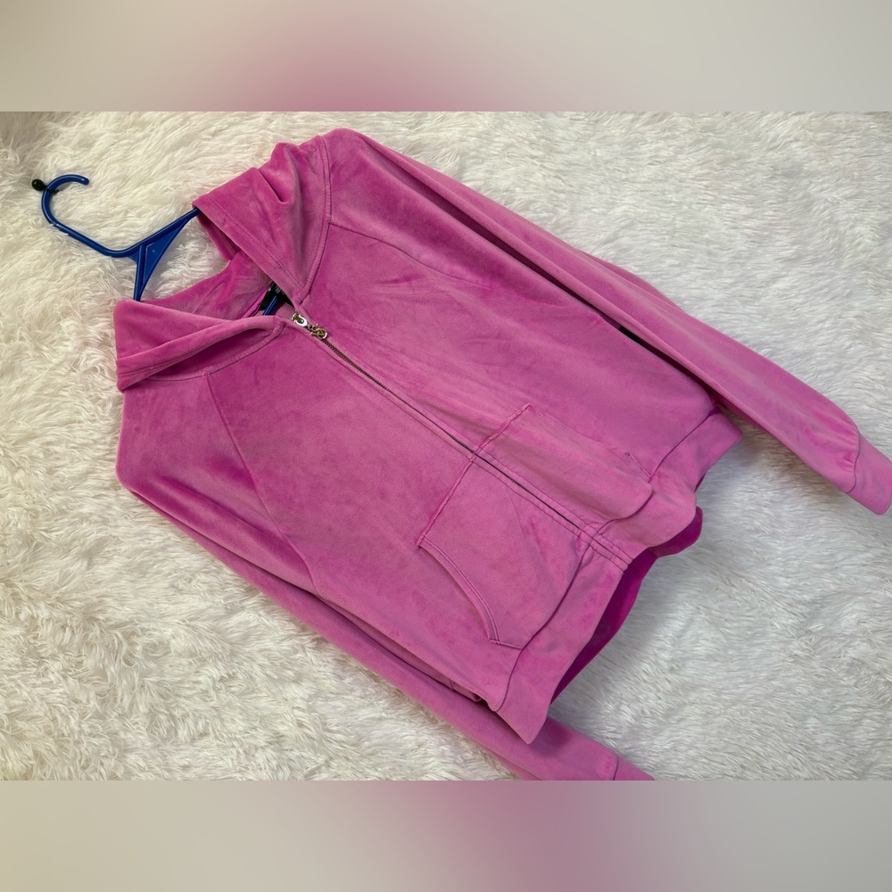 Victoria's Secret On Point Pink Soft Velour Velvet Zip-Up Hoodie | Size Large 💗✨ - Picture 14 of 17
